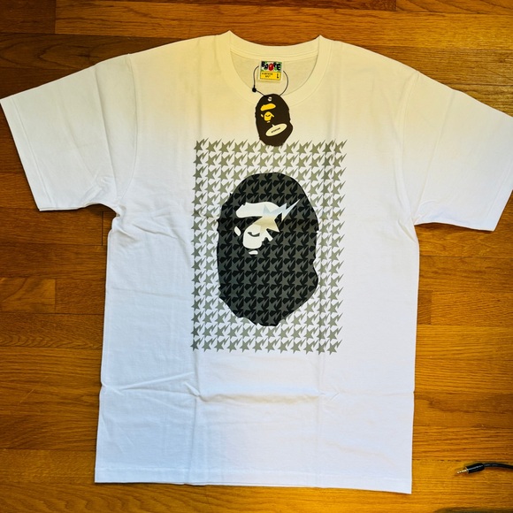 NWT【Bape】A Bathing Ape STA HOUNDSTOOTH APE HEAD TEE MENS L - Picture 1 of 10